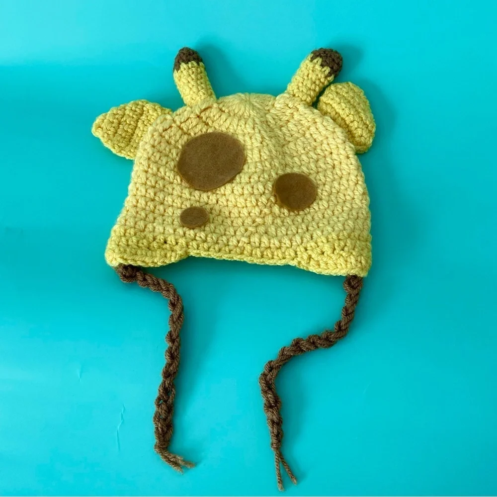 Crochet knit baby toddler giraffe beanie hat